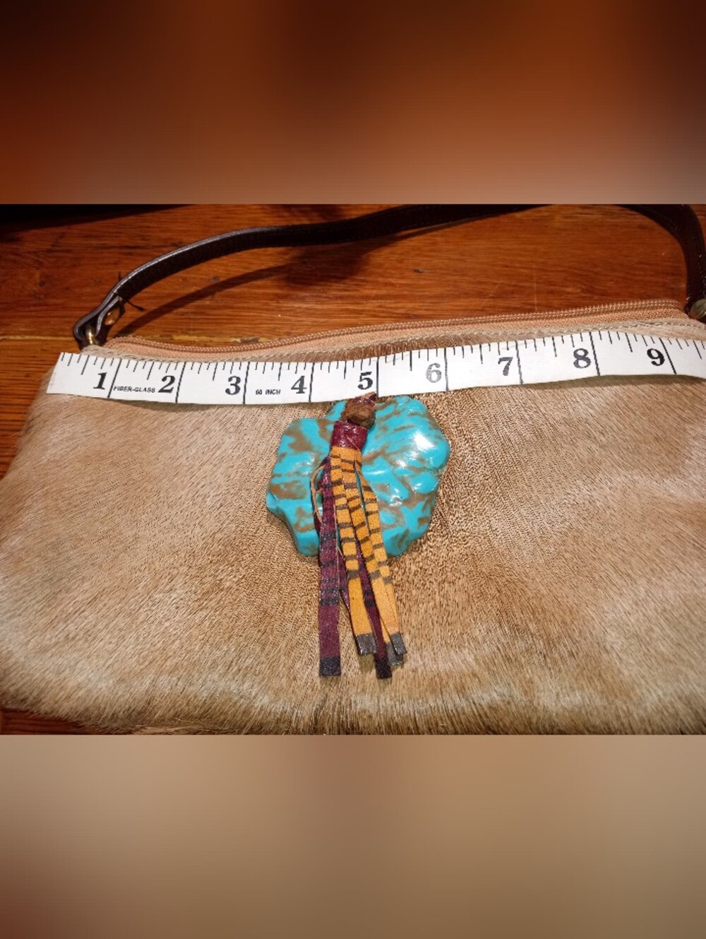 Diane Gail Turquoise Accent Hair-On Hide Wristlet Clutch